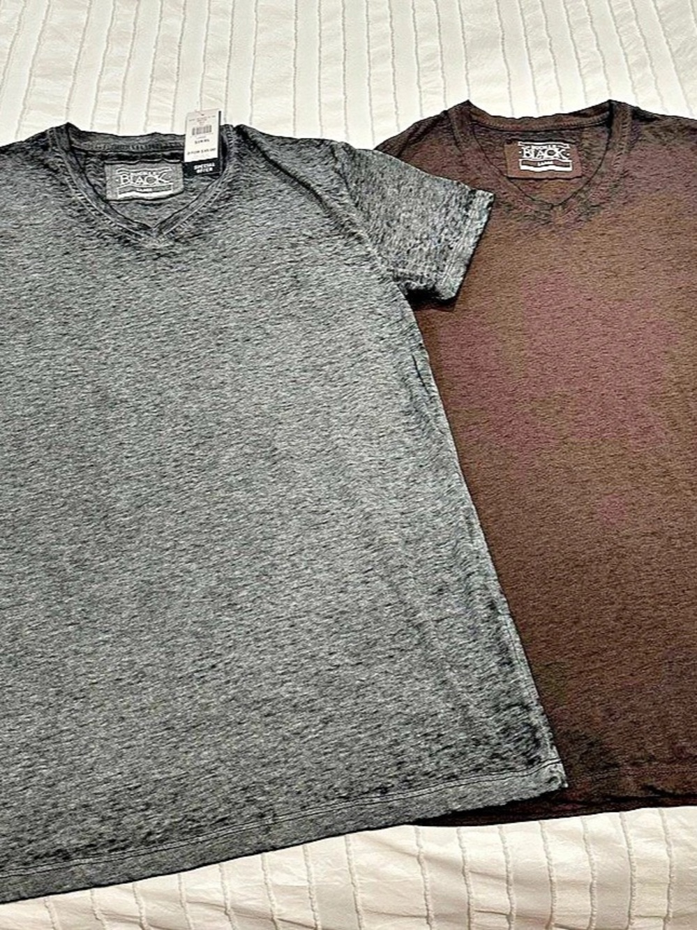 Buckle Black Burnout V-Neck Fitted T-Shirt Gray & Brown. Size Large. New w/tags
